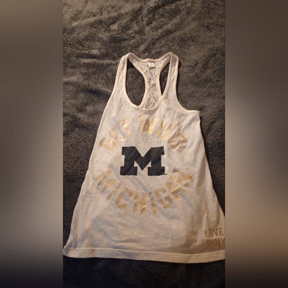 Women's Michigan PINK Victoria's Secret Lace Tank Top For Sale!
